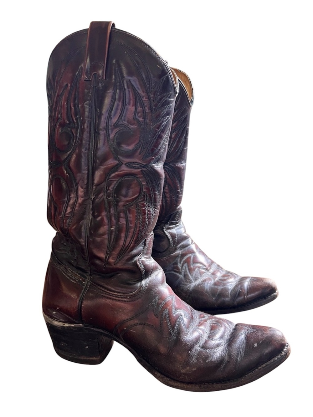 Texas Imperial Brown Leather Mens Western Cowboy Boots - Embroidered Shaft